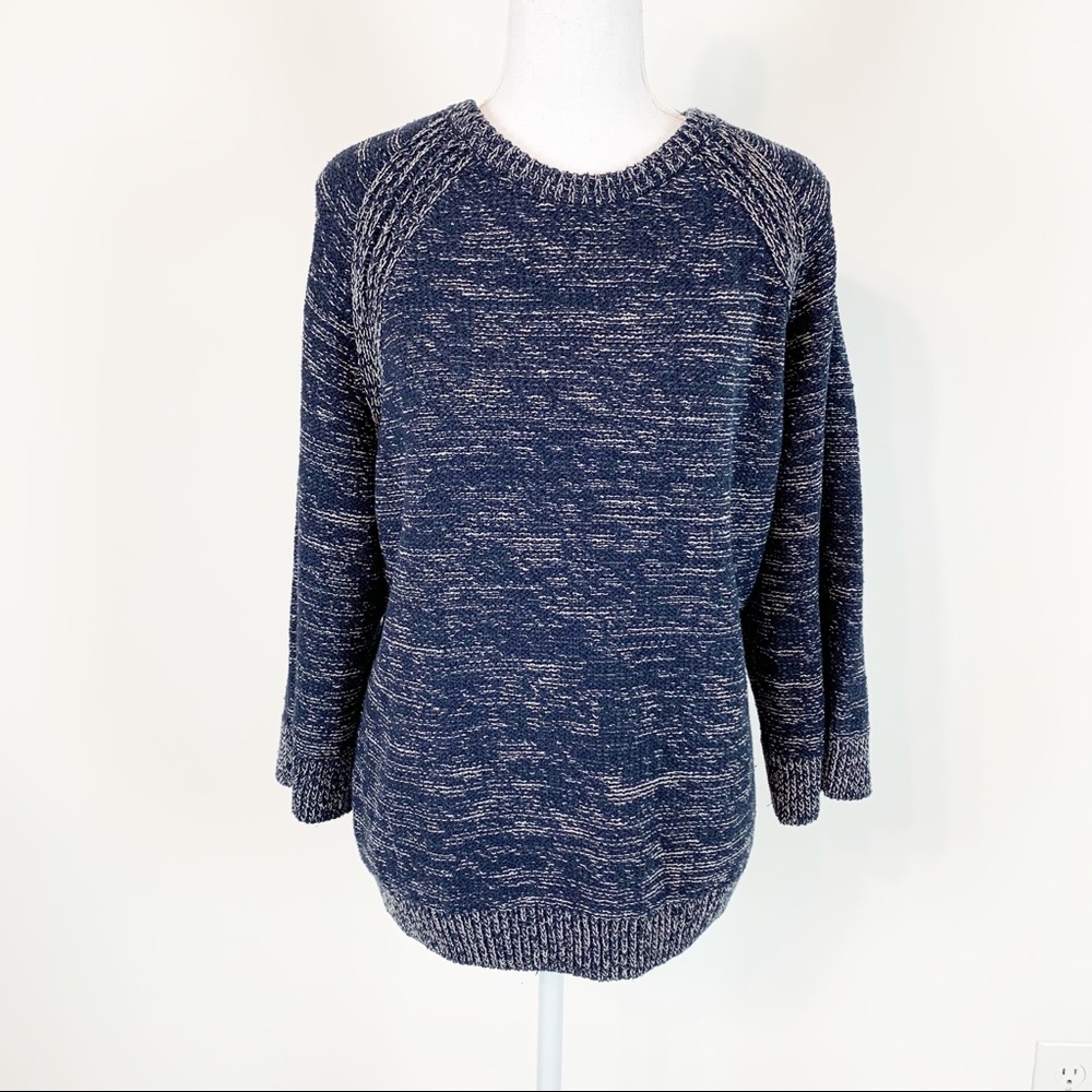 Massimo Dutti 3/4 sleeve marled split back sweater